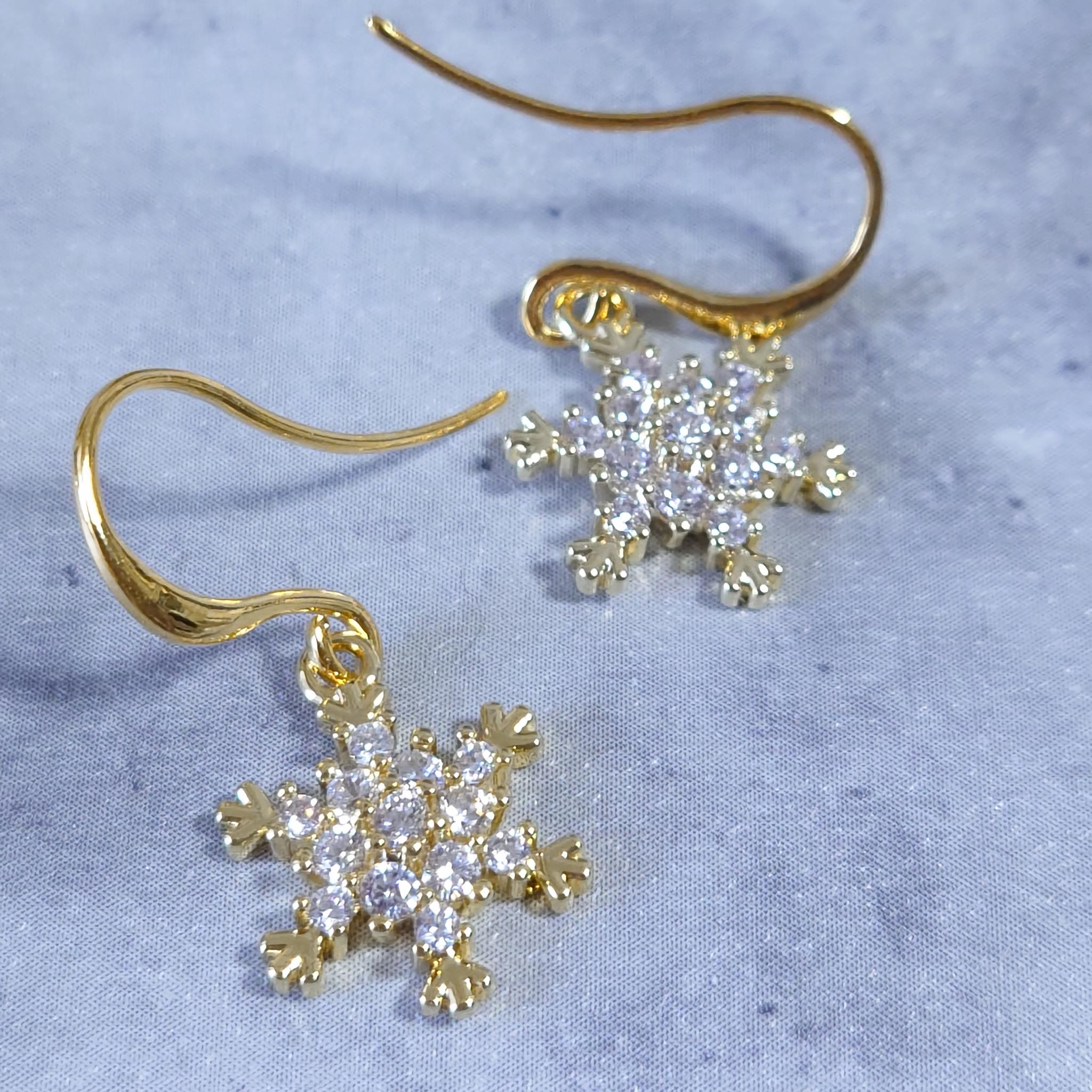 雪の結晶ジルコニアピアス・イヤリング(ゴールド) 冬 雪 クリスマス バレンタイン ギフト ジルコニア K18GP | 5枚目